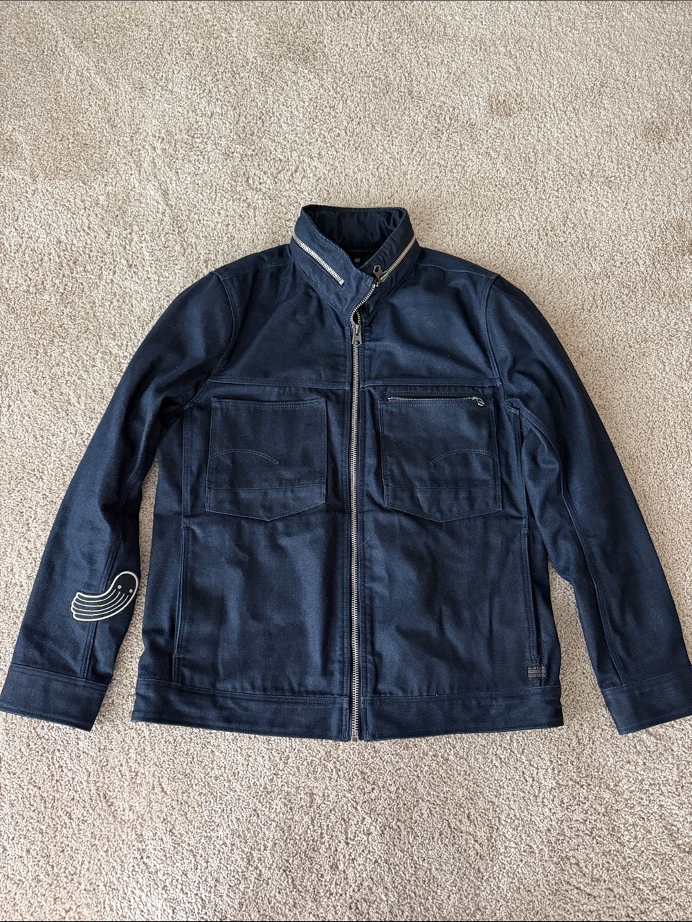 G-Star Raw Men's Dark Navy Zip-Up Military Field Jacket Slim Fit w Hood XXL